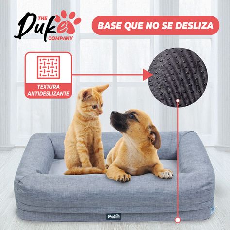 Cama de perro cuadrada Duke talla M 73 x 50 x 16 cm Gris-3