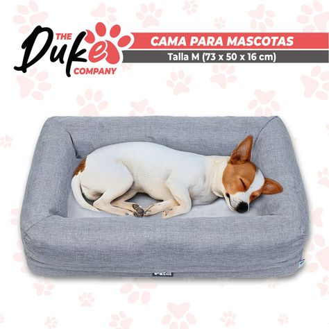 Cama de perro cuadrada Duke talla M 73 x 50 x 16 cm Gris-6