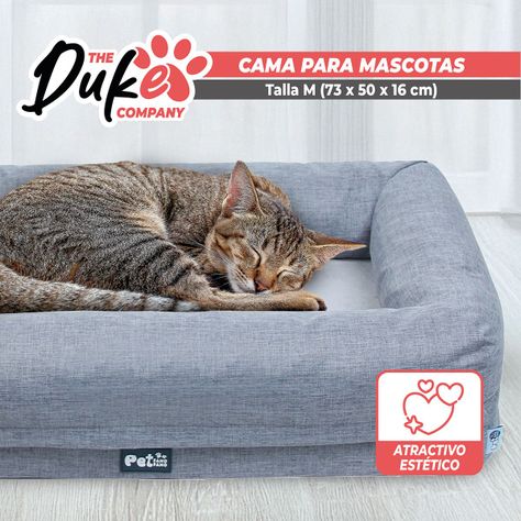 Cama de perro cuadrada Duke talla M 73 x 50 x 16 cm Gris-7