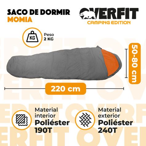 Saco de Dormir Termico 0 a 15 Grados Momia Overfit Camping-1