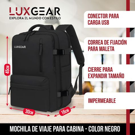 Mochila De Viaje Expansible Luxgear NomadLifeV2 Impermeable - Negro-1