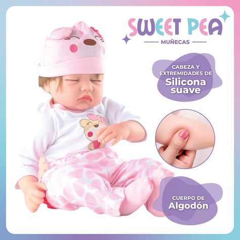Bebé Reborn Ojos Cerrados Sweet Pea Realista Silicona 55 Cm-2