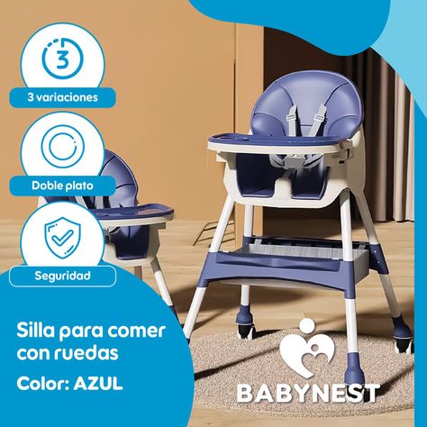 Silla Comer Bebe Portatil BabyNest Plegable Ruedas 2 en 1-1