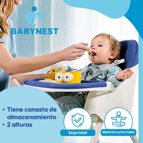 Silla Comer Bebe Portatil BabyNest Plegable Ruedas 2 en 1-2
