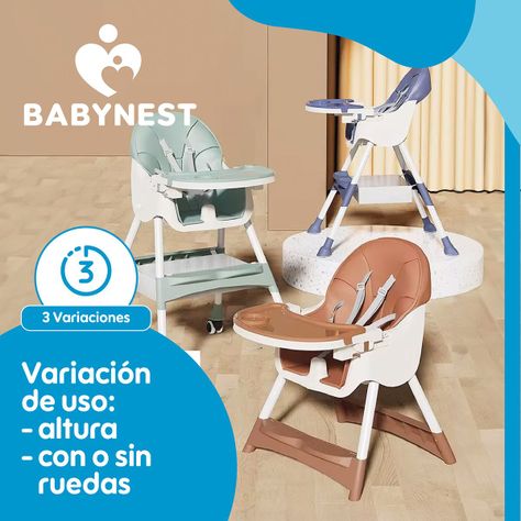 Silla Comer Bebe Portatil BabyNest Plegable Ruedas 2 en 1-3