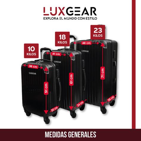 Maletas 10 15 23kg Luxgear Set x3 Maletas Viaje Antigolpes-1