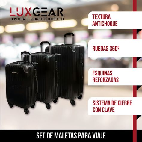 Maletas 10 15 23kg Luxgear Set x3 Maletas Viaje Antigolpes-5