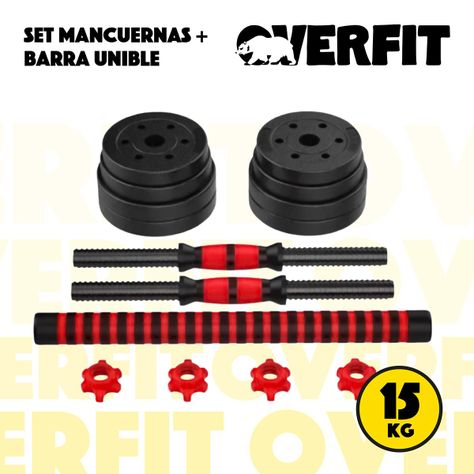 Set Mancuernas Y Barra Unibles 15kg Fitness Pesas Ajustables-1