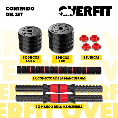 Set Mancuernas Y Barra Unibles 15kg Fitness Pesas Ajustables-2