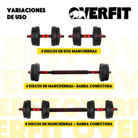 Set Mancuernas Y Barra Unibles 15kg Fitness Pesas Ajustables-4