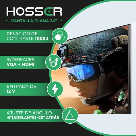 Monitor Notebook PC Plano 24 Pulgadas Hosser Full HD HDMI-2