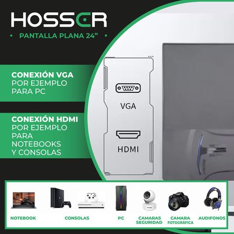 Monitor Notebook PC Plano 24 Pulgadas Hosser Full HD HDMI-3