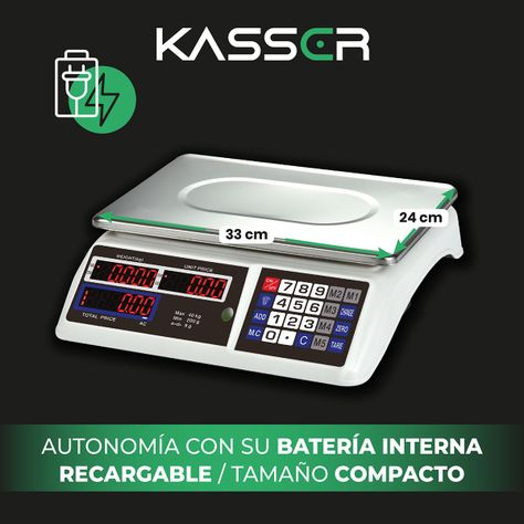 Balanza Digital Kasser Pesa 40 kilos Comercial Recargable-2