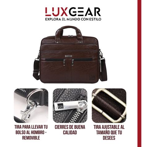 Maletín Cuero Luxgear Oficina Notebook Tablet 15.6 Pulgadas-3