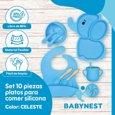 Set Alimentacion Silicona Bebe 10P Antideslizante BabyNest-1