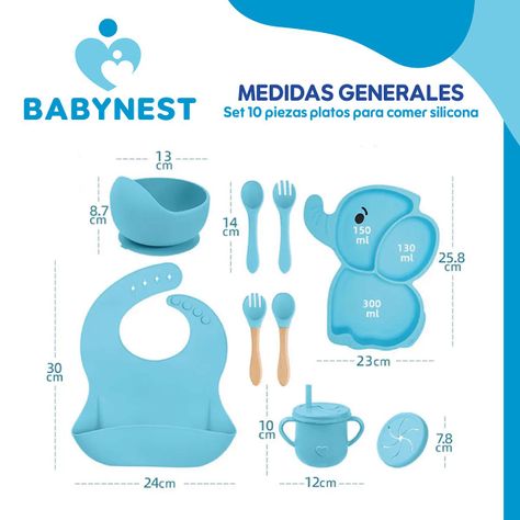 Set Alimentacion Silicona Bebe 10P Antideslizante BabyNest-3