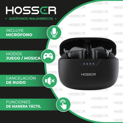 Audifonos Bluetooth In Ear Hosser 35mAh Cancelación de Ruido-1