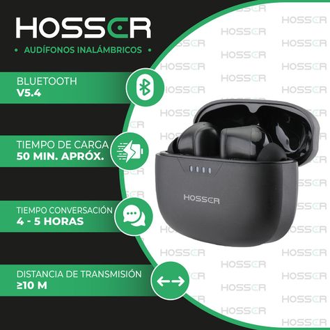 Audifonos Bluetooth In Ear Hosser 35mAh Cancelación de Ruido-2