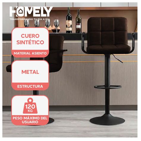 Silla De Bar Piso Taburete Homely Noir Comfort 61-81CM - Negro-1