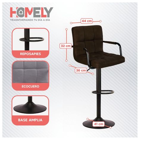 Silla De Bar Piso Taburete Homely Noir Comfort 61-81CM - Negro-2