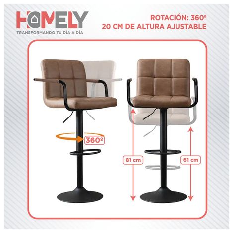 Silla De Bar Piso Taburete Homely Noir Comfort 61-81CM - Negro-3