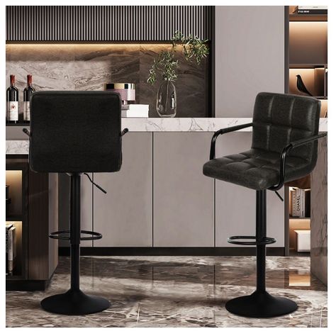 Silla De Bar Piso Taburete Homely Noir Comfort 61-81CM - Negro-4
