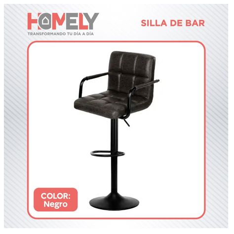 Silla De Bar Piso Taburete Homely Noir Comfort 61-81CM - Negro-8