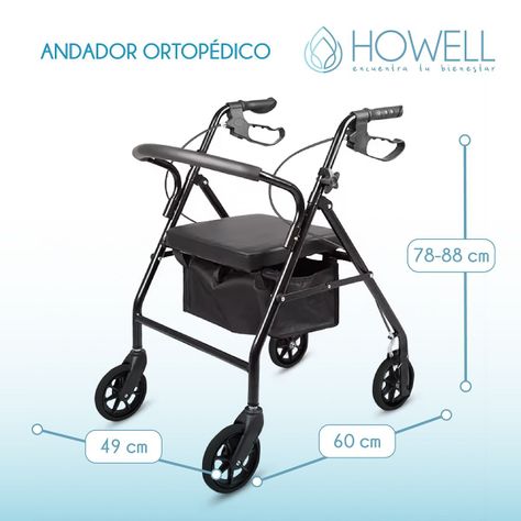 Burrito Ortopedico Andador Howell 4 Ruedas Freno y Asiento-3
