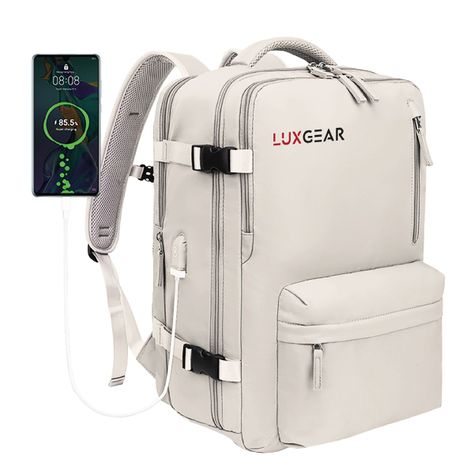Mochila De Viaje Expansible Luxgear NomadLifeV2 Impermeable - Beige-0