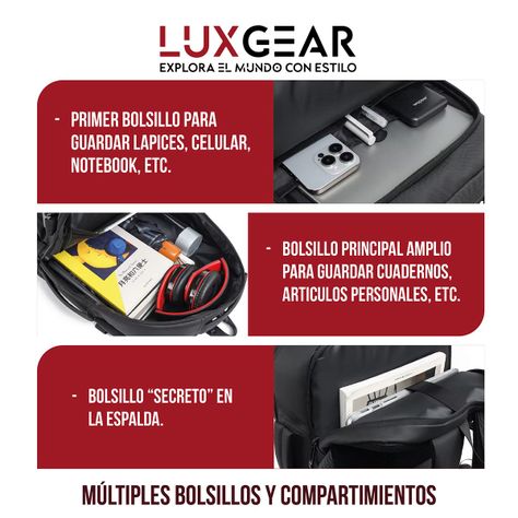 Mochila Notebook 15,6'' Luxgear Luxor Oficina Viaje Imperm-4