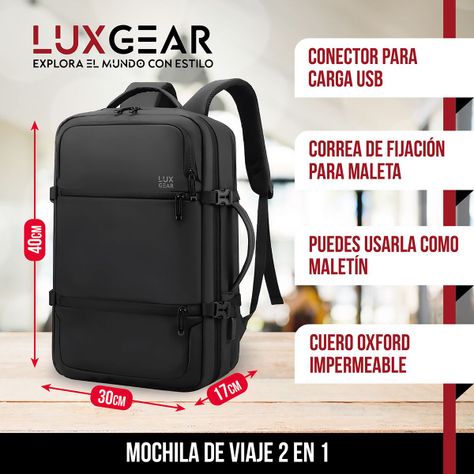 Mochila Notebook Viaje Luxgear Elite Impermeable Ejecutiva-1
