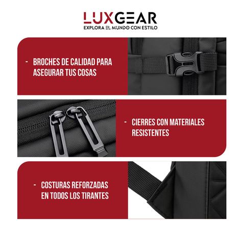 Mochila Notebook Viaje Luxgear Elite Impermeable Ejecutiva-2