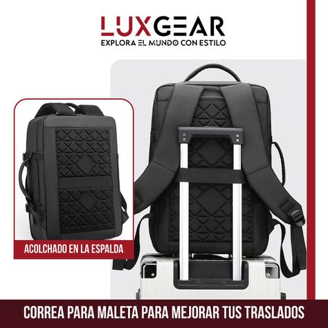 Mochila Notebook Viaje Luxgear Elite Impermeable Ejecutiva-3