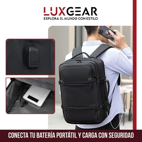 Mochila Notebook Viaje Luxgear Elite Impermeable Ejecutiva-6