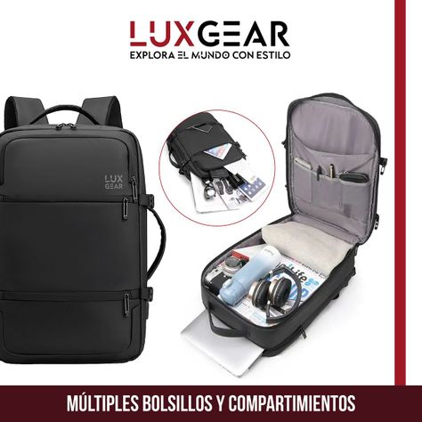 Mochila Notebook Viaje Luxgear Elite Impermeable Ejecutiva-5