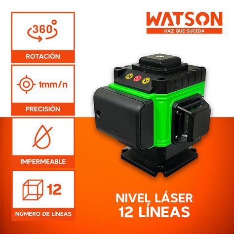 Nivel Láser 12 Líneas Auto Watson + Trípode + 2 Baterías-1