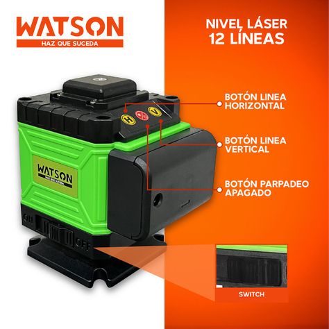 Nivel Láser 12 Líneas Auto Watson + Trípode + 2 Baterías-2