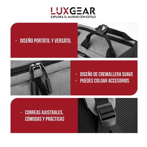 Mochila Notebook Oficina Luxgear UrbanTech Impermeable - Gris-2