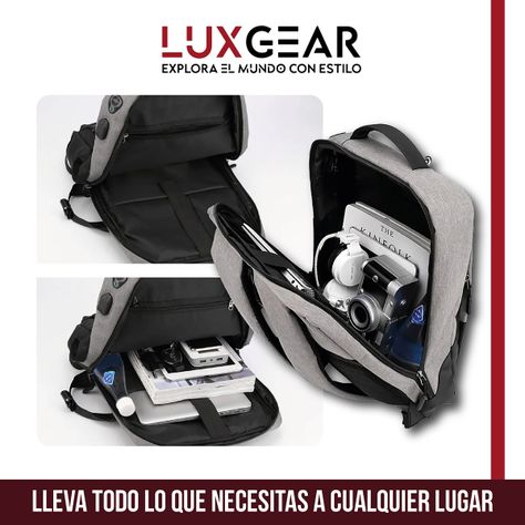 Mochila Notebook Oficina Luxgear UrbanTech Impermeable - Gris-6