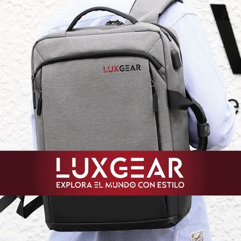 Mochila Notebook Oficina Luxgear UrbanTech Impermeable - Gris-8