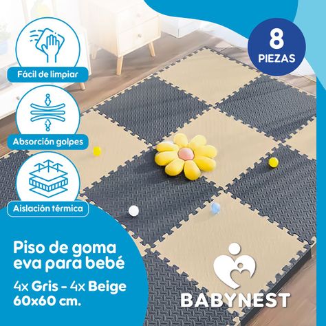 Piso De Goma Eva Bebé Alfombra Babynest 10mm 60x60cm Set x8 - GyB-1