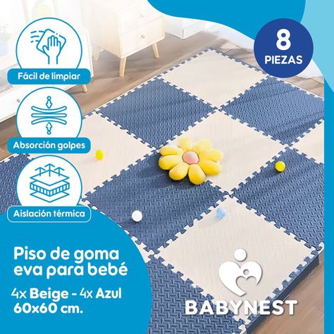 Piso De Goma Eva Bebé Alfombra Babynest 10mm 60x60cm Set x8-1