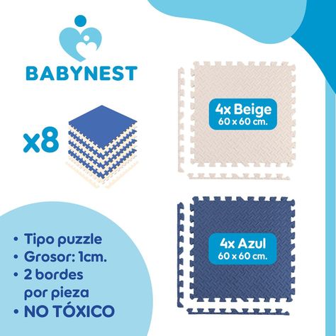 Piso De Goma Eva Bebé Alfombra Babynest 10mm 60x60cm Set x8-2