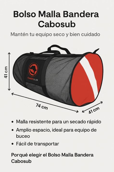 Bolso Malla Cabosub Apnea Grande Para Deportes Y Fitness-6