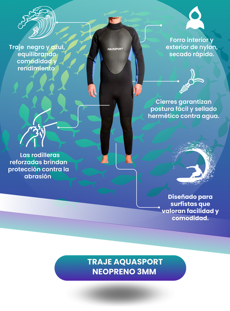Traje Surf 3mm Neopreno Aquasport Epic-2