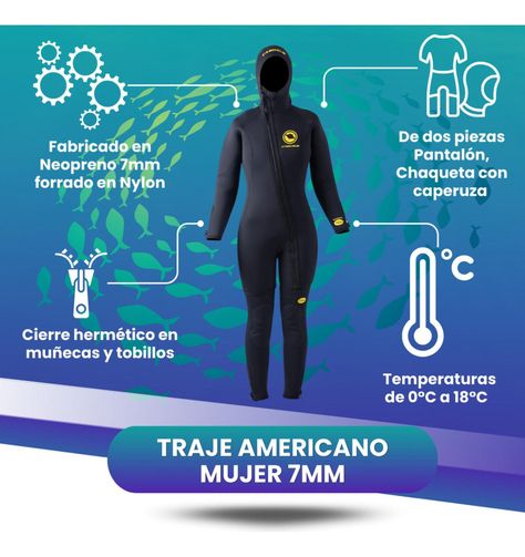 Traje Buceo Mujer Americano 7mm-4