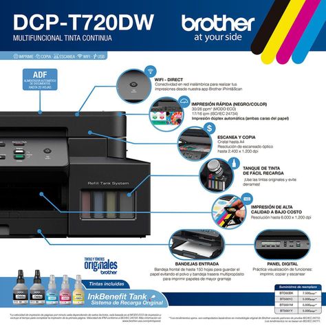 Impresora Multifuncional Brother Tank Tinta DCP-T720DW Wifi Duplex-2