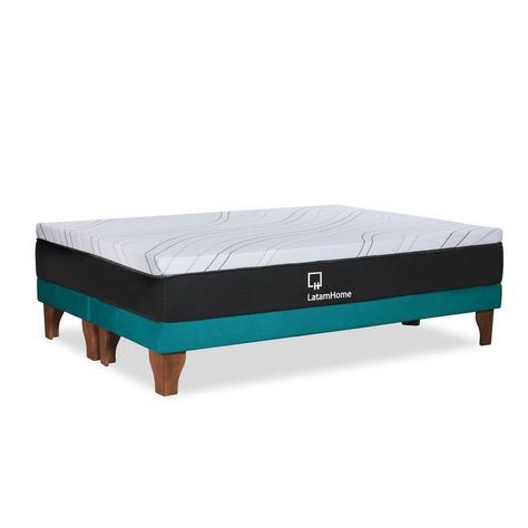 CAMA ZEN TOP SPRING  VISCO TELA TURQUESA KING-0