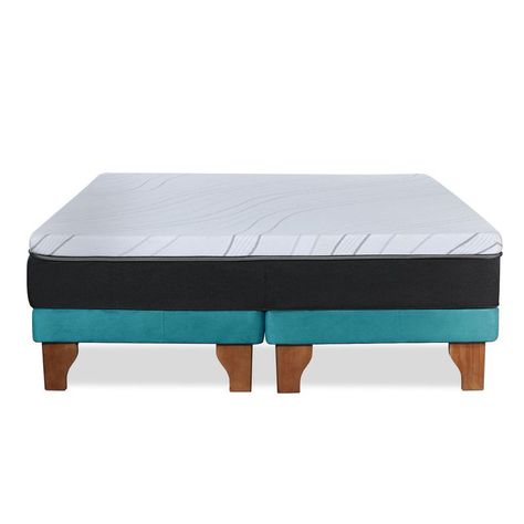 CAMA ZEN TOP SPRING  VISCO TELA TURQUESA KING-1