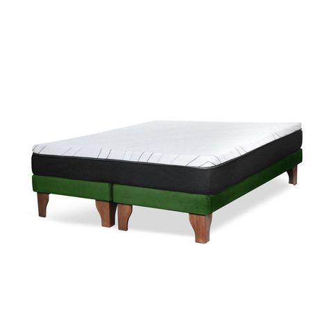 Cama Europea Zen Roller Colchon Comprimido 2 Plazas Tela Verde-1
